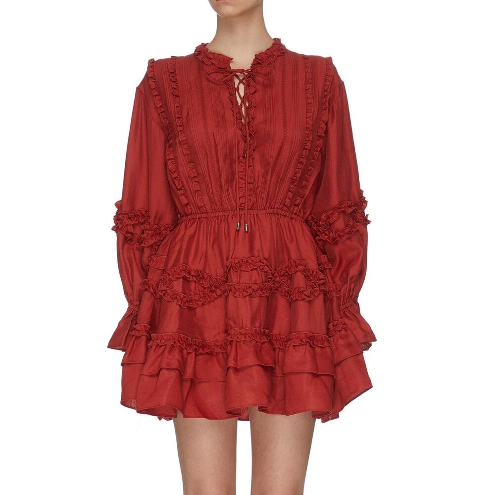 C/MEO COLLECTIVE Slow Down Balloon Sleeve Ruffle Dress